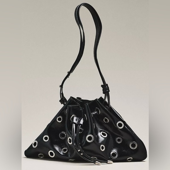 Anthropologie Handbags - Anthropologie Melie Bianco Paloma Studded Satchel Black Eyelet Bag